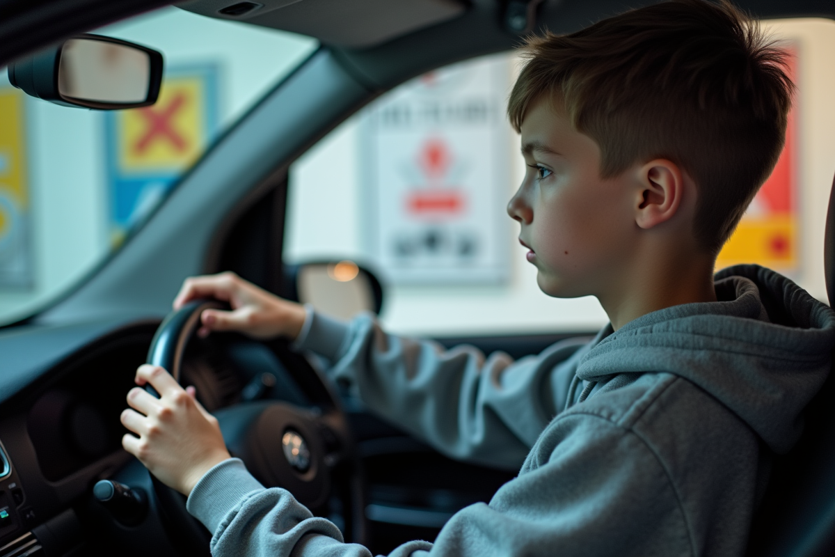 Adolescent en formation conduite sur simulateur