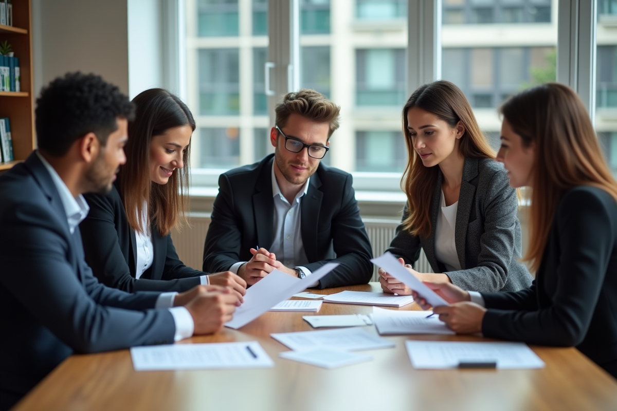 Groupe de jeunes professionnels en réunion de travail