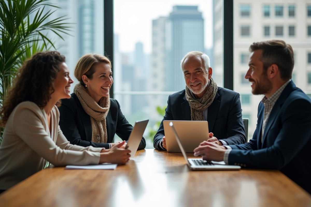 Collègues discutant autour d